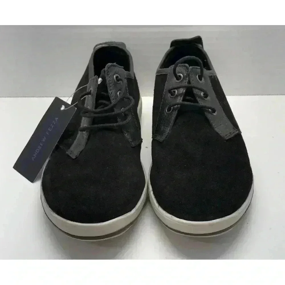 Andrew Fezza Men's Sz 8.5 Zac Oxford Suede Shoes with Leather Trim Black Display